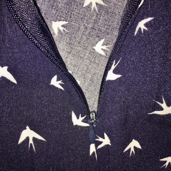 Sundress w/ Birds Cut Out Back Sleeveless Asymmetrical Navy Adam Levine Large - Picture 10 of 16